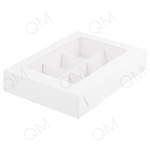 Коробка для 6 конфет с вклеенным окном 155*115*30 мм  (белая), 50шт