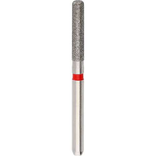 Бор стоматологический алмазный цилиндрический, скругленная кромка, финишный (красный), диаметр 1,6 мм, хвостовик турбинный (FG), Комет Дентал, Германия