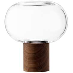 Ваза oblate, 21,5 см, прозрачная/орех
