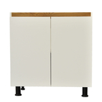 Кухонный модуль напольный 80 см Валенсия 2 двери без столешницы, с дубовой панелью, на ножках / белый, массив дуба