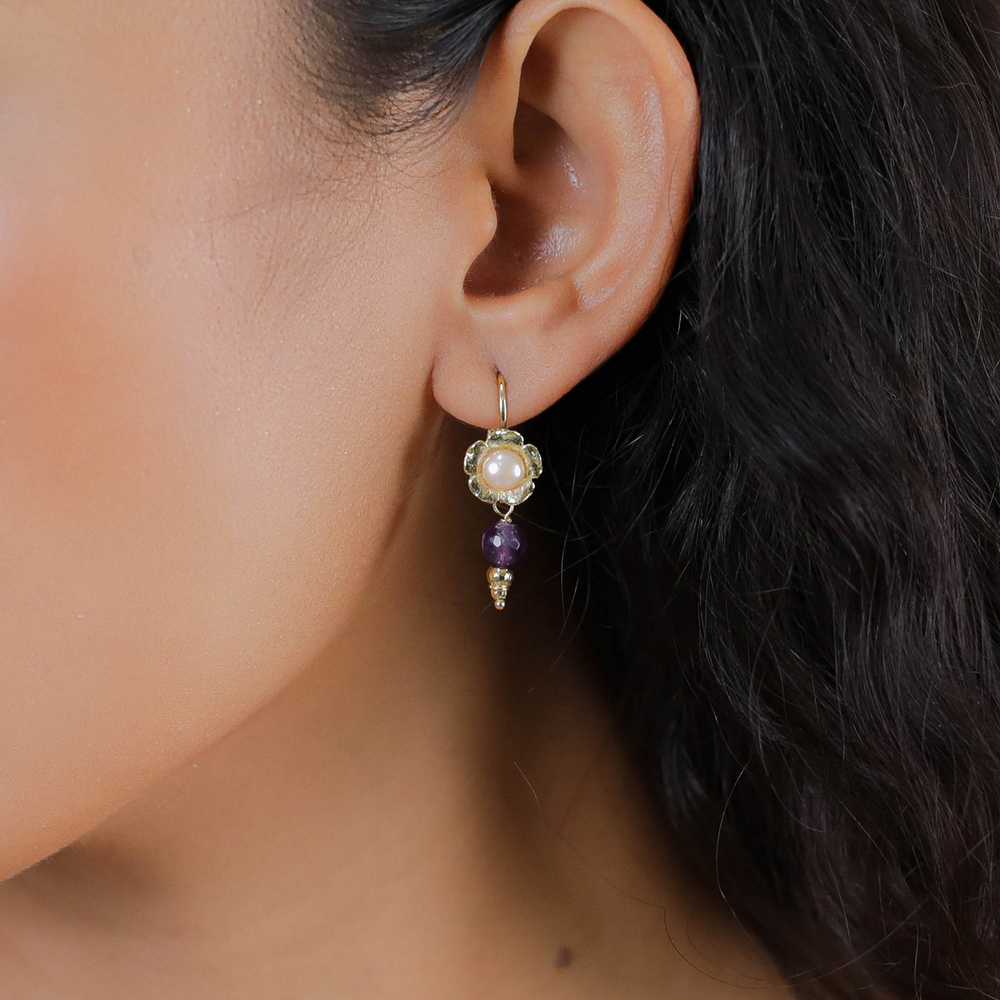 Серьги Franck Herval, Jeanne, с жемчугом и аметистом, FH26.1-12-70100 (фиолетовый)