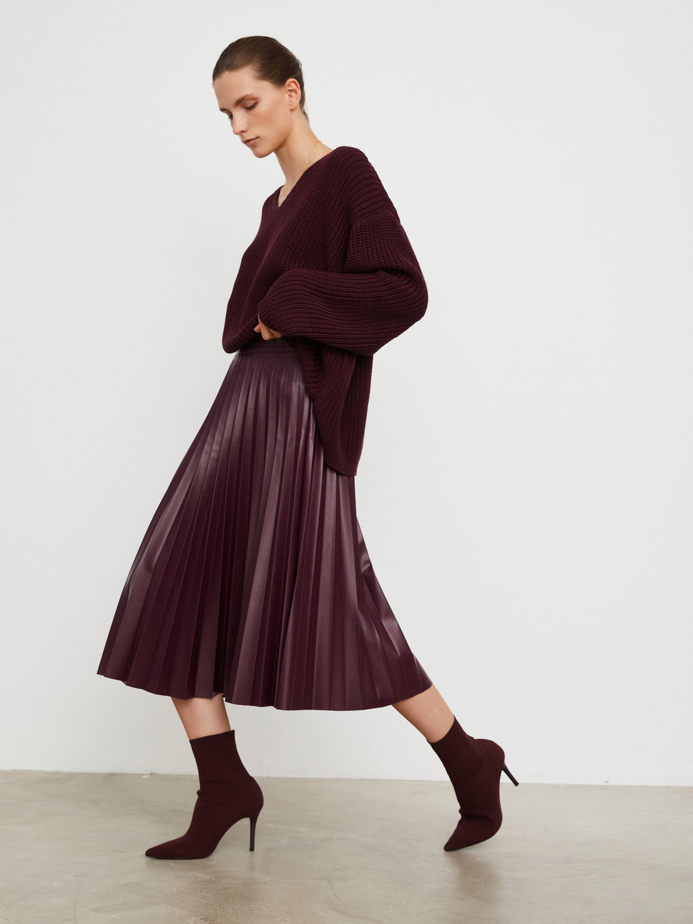 Юбка Pleatst Bordo
