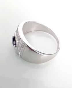 Печатка с фианитами "Эстерелла", серебро 925 проба, родирование/Ф