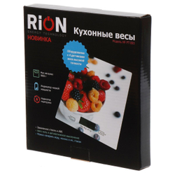 Весы кухонные электронные, стекло, Rion, Ягоды, до 5 кг, LCD-дисплей, PT-893