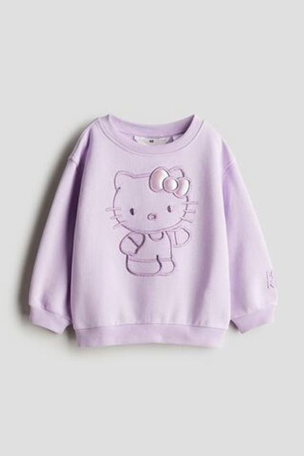 H&M Толстовка с контрастным принтом, светло-фиолетовый