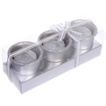 Свечи новогодние «Снежинки» 17*6*6см (набор 3шт), Серебро