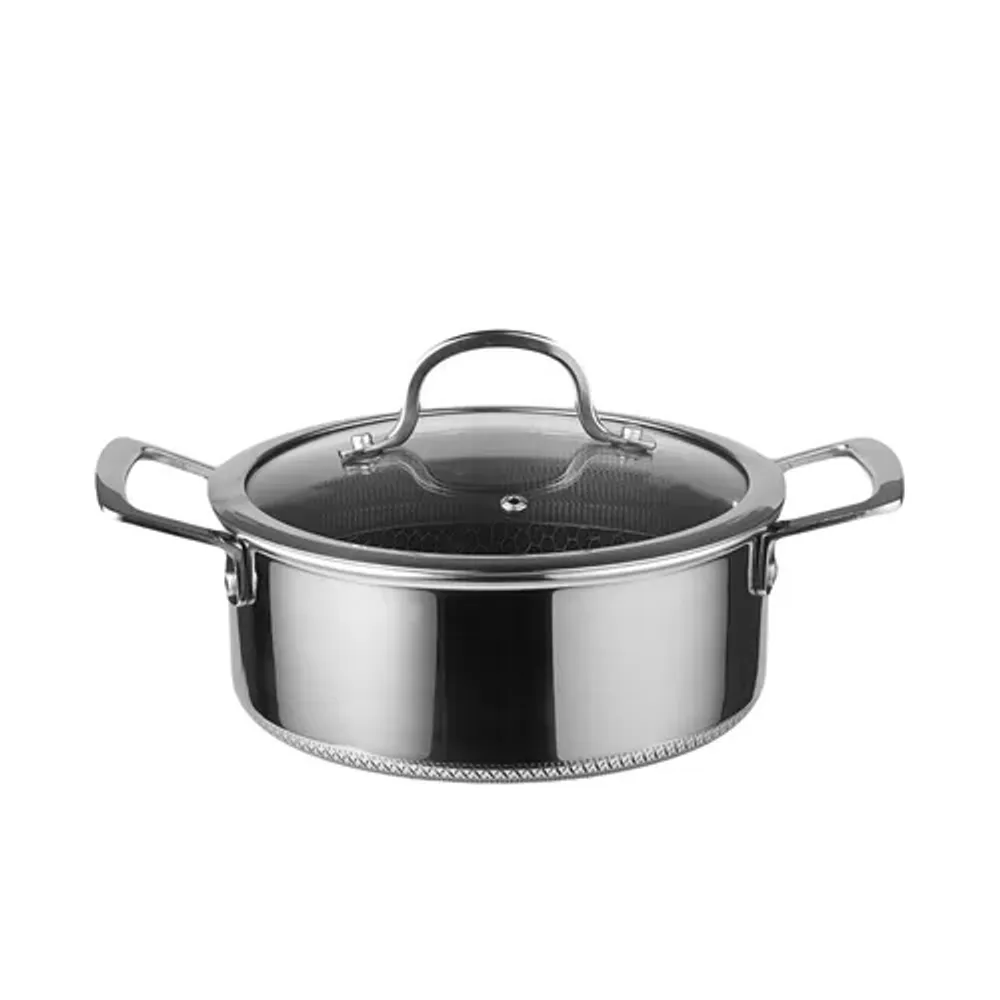 Кастрюля 2,6 л 20/18*15 см с крышкой New Kitchen Honeycombs нерж. с антиприг. покр. ИНДУКЦИЯ P.L.