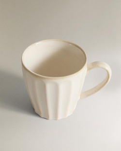 ZARA HOME КРУЖКА ИЗ КЕРАМОГРАНИТА С ТИСНЕНИЕМ, КРЕМОВЫЙ