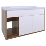 AVK2. Тумба навесная, 2 Двери + Ниша, 1000, коллекция (Далия, Основной, Дуб Крафт Золотой, Молочный глянец)