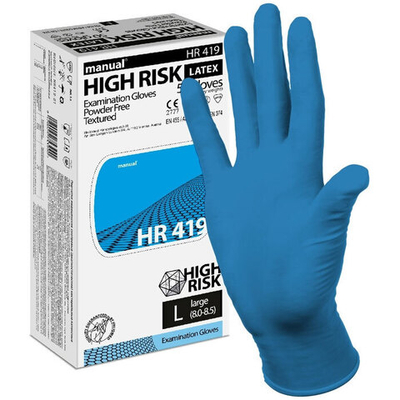 Перчатки латексные  High Risk особо прочные (синие), 1 пара размер XL