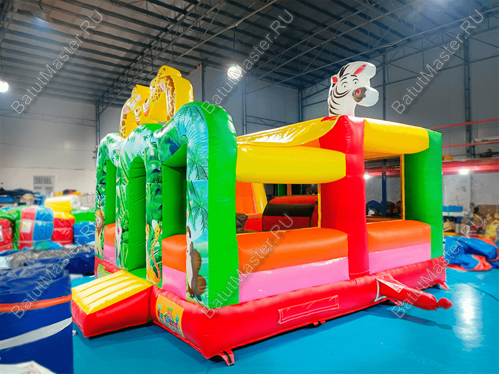Коммерческий надувной батут "Законы джунглей", без горки
