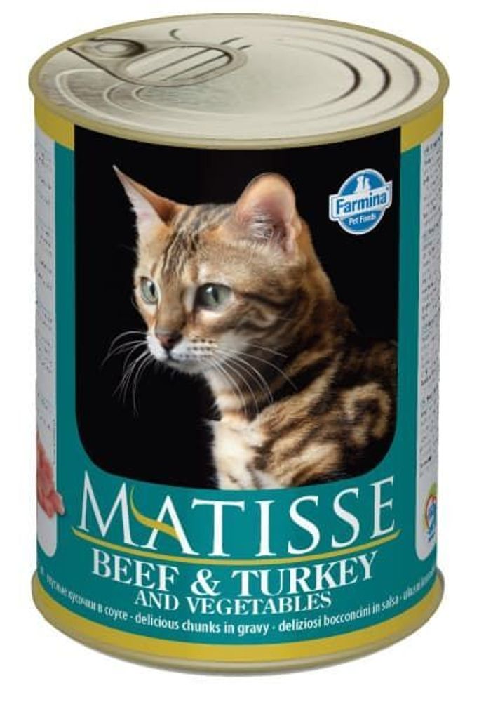 Корм влажный Matisse Beef and turkey and vegetables, 405г с говядиной, инд.и овощами. для кошек