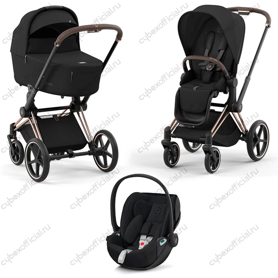 Детская коляска Cybex Priam IV 3 в 1 Sepia Black шасси Rosegold