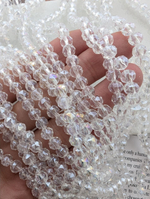 Бусины стеклянные шар в огранке 6мм, прозрачный с переливом