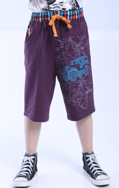 Шорты с принтом и клетчатыми вставками