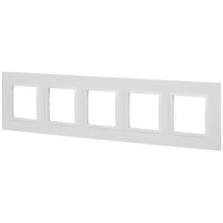 Рамка для розеток и выключателей ЭРА Elegance 14-5015-01М на 5 постов, Classic, белый матовый