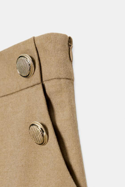 ZARA БРЮКИ-КЮЛОТЫ С ПУГОВИЦАМИ, РЫЖЕВАТО-КОРИЧНЕВЫЙ