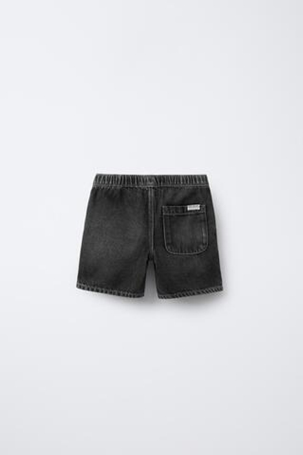 ZARA ДЖИНСОВЫЕ ШОРТЫ СО ШНУРКОМ, ЧЕРНЫЙ