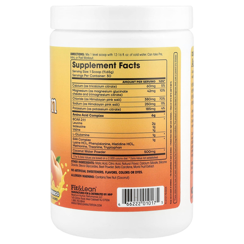 Fit & Lean, Amino Hydration, персик и манго, 350 г (12,3 унции)