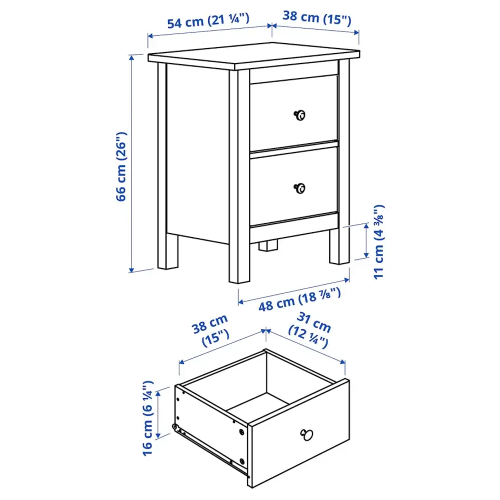 Комод - IKEA HEMNES/ХЕМНЭС ИКЕА, 66х38х54 см, серый