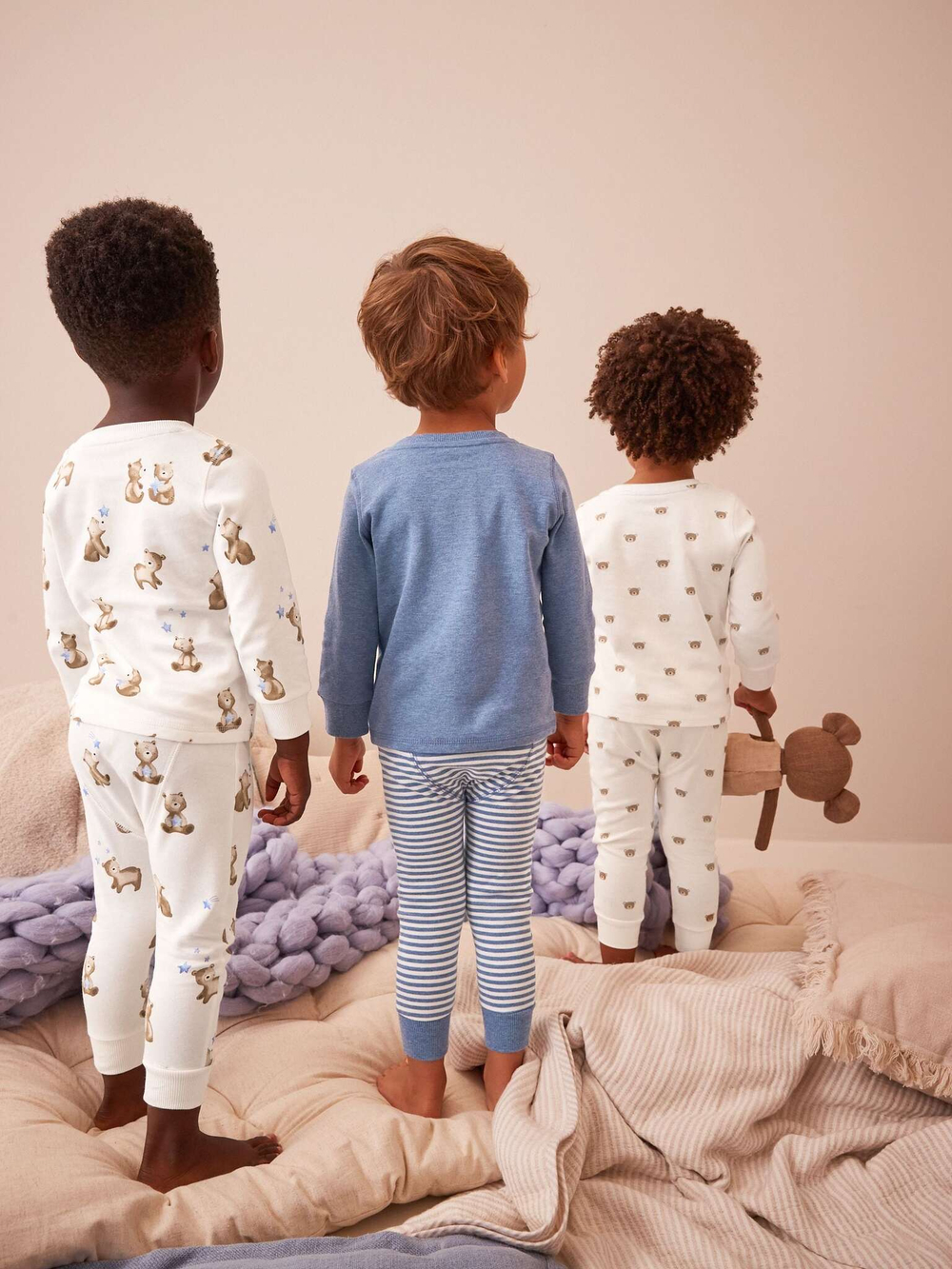 Пижама для мальчика Next 306-121, 3 шт., Молочный, Голубой