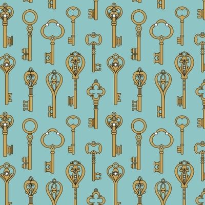 ВИНТАЖНЫЕ КЛЮЧИ НА МЯТНОМ ФОНЕ