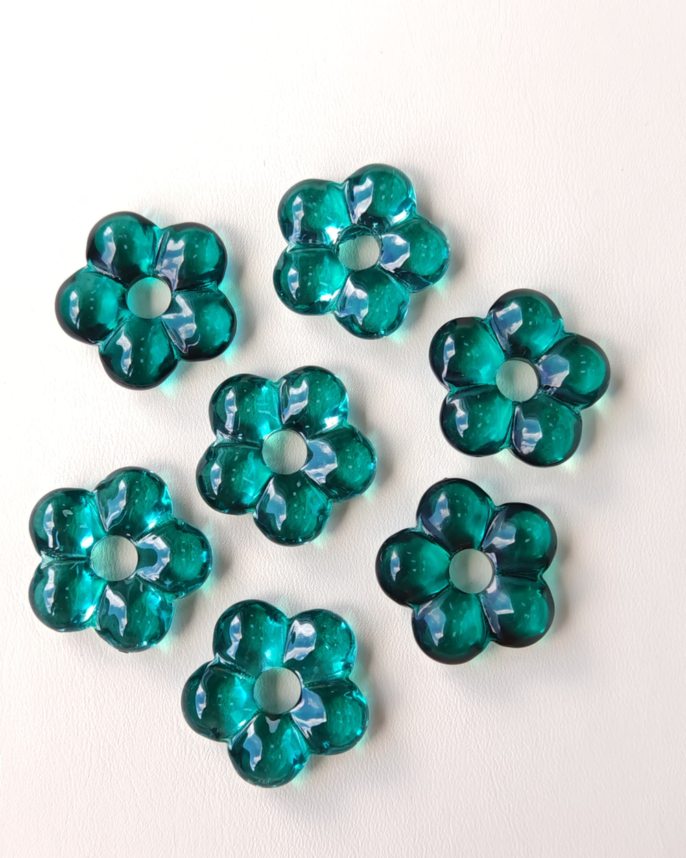 70126-бз Подвеска "Цветок" стекло 24мм, бирюзово-зеленый