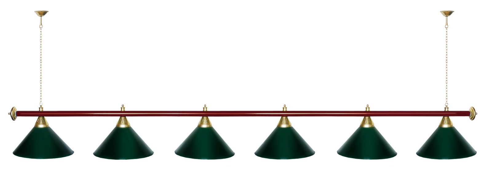 Лампа STARTBILLIARDS 6 пл. (плафоны зеленые,штанга зеленая,фурнитура золото) фото №90