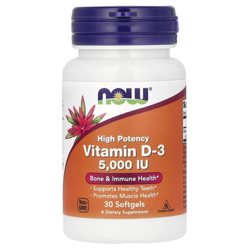 NOW Foods Vitamin D3 5000 IU 30 softgels , Витамин Д3
