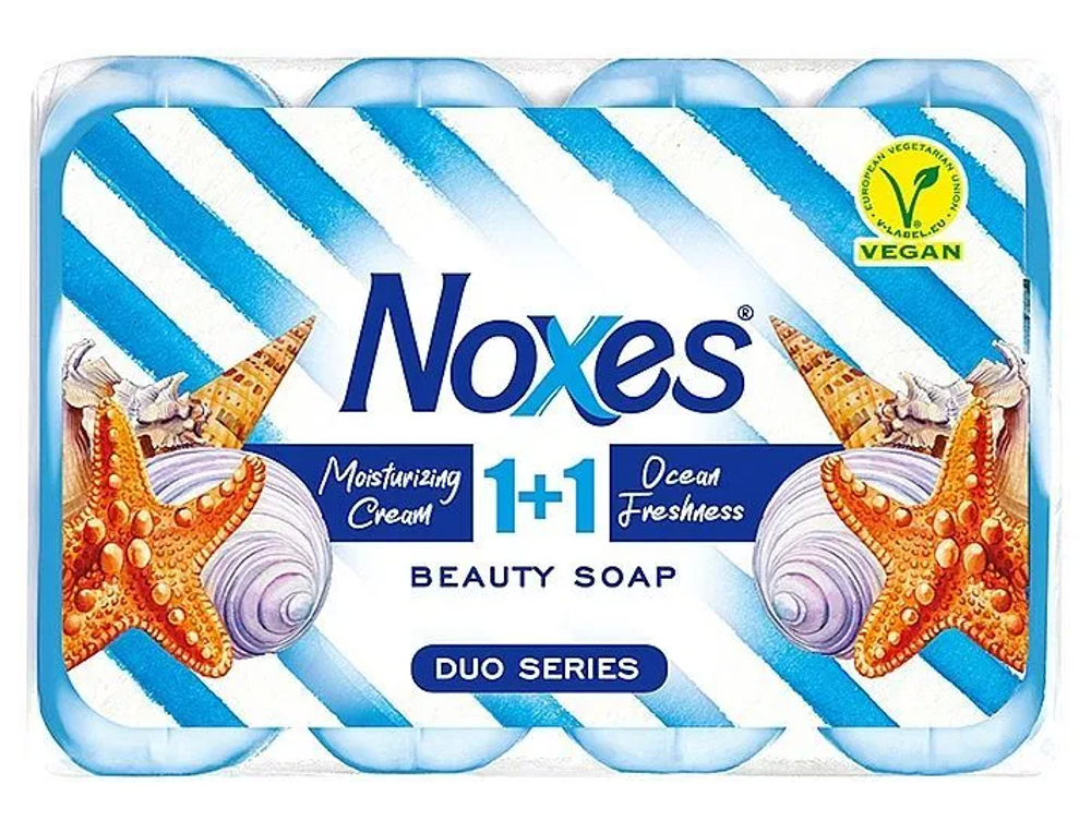 NOXES Мыло туалетное 1+1 экопак 4х85гр Океан 1739
