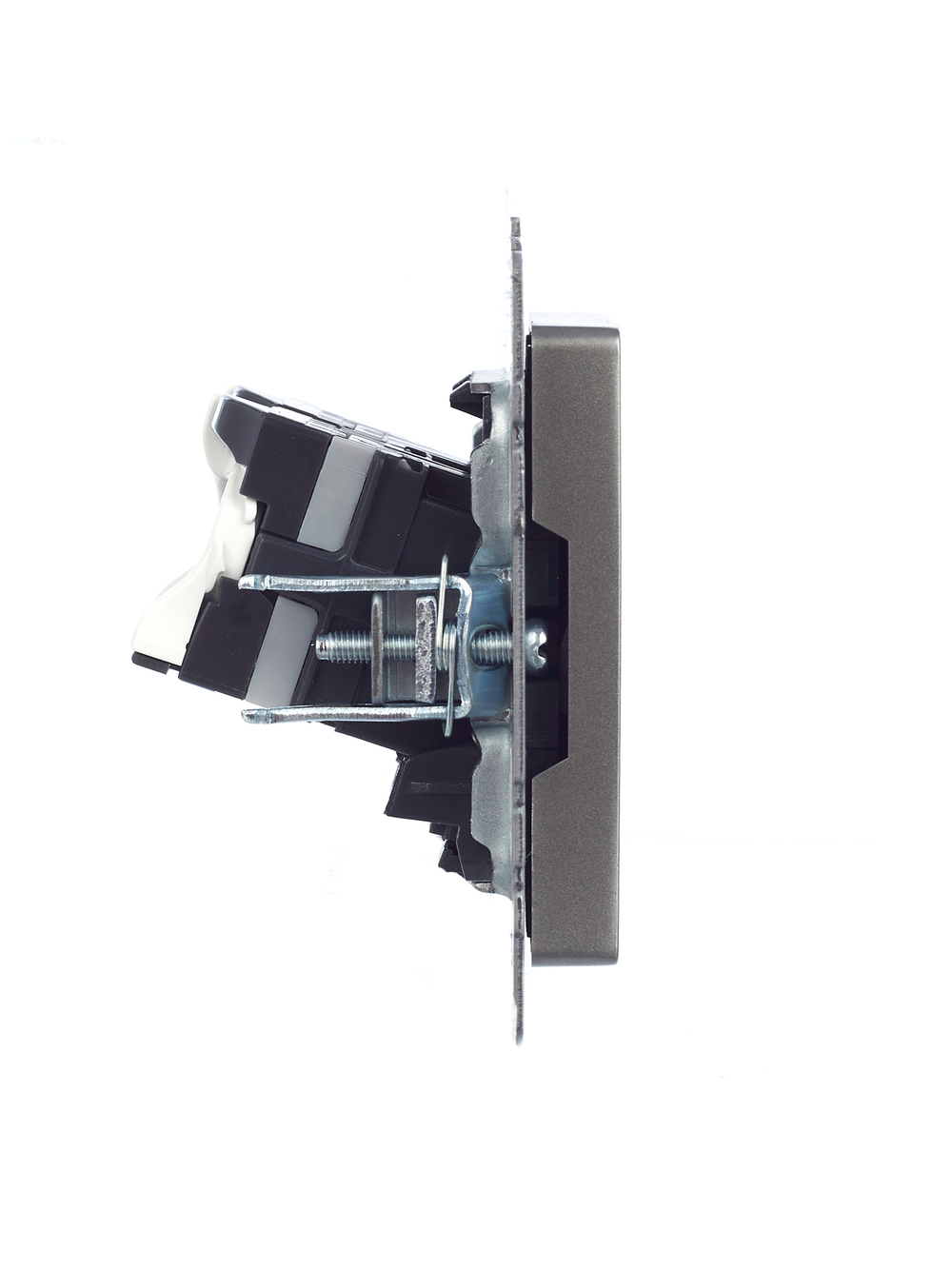 BRITE Розетка компьютерная двойная RJ45 кат.5E РК10-2-БрС сталь IEK