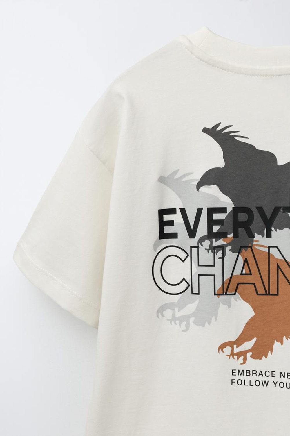 ZARA ФУТБОЛКА С НАДПИСЬЮ И ПРИНТОМ, БЕЛЫЙ