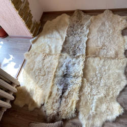 Ковер прямоугольный натуральный мех овчина 170 х 170 см. (6 шкур)