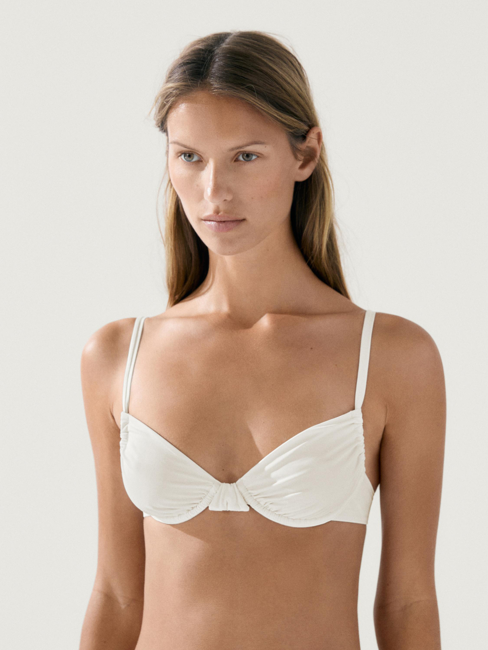Massimo Dutti Топ бикини со сборкой на косточках, белый