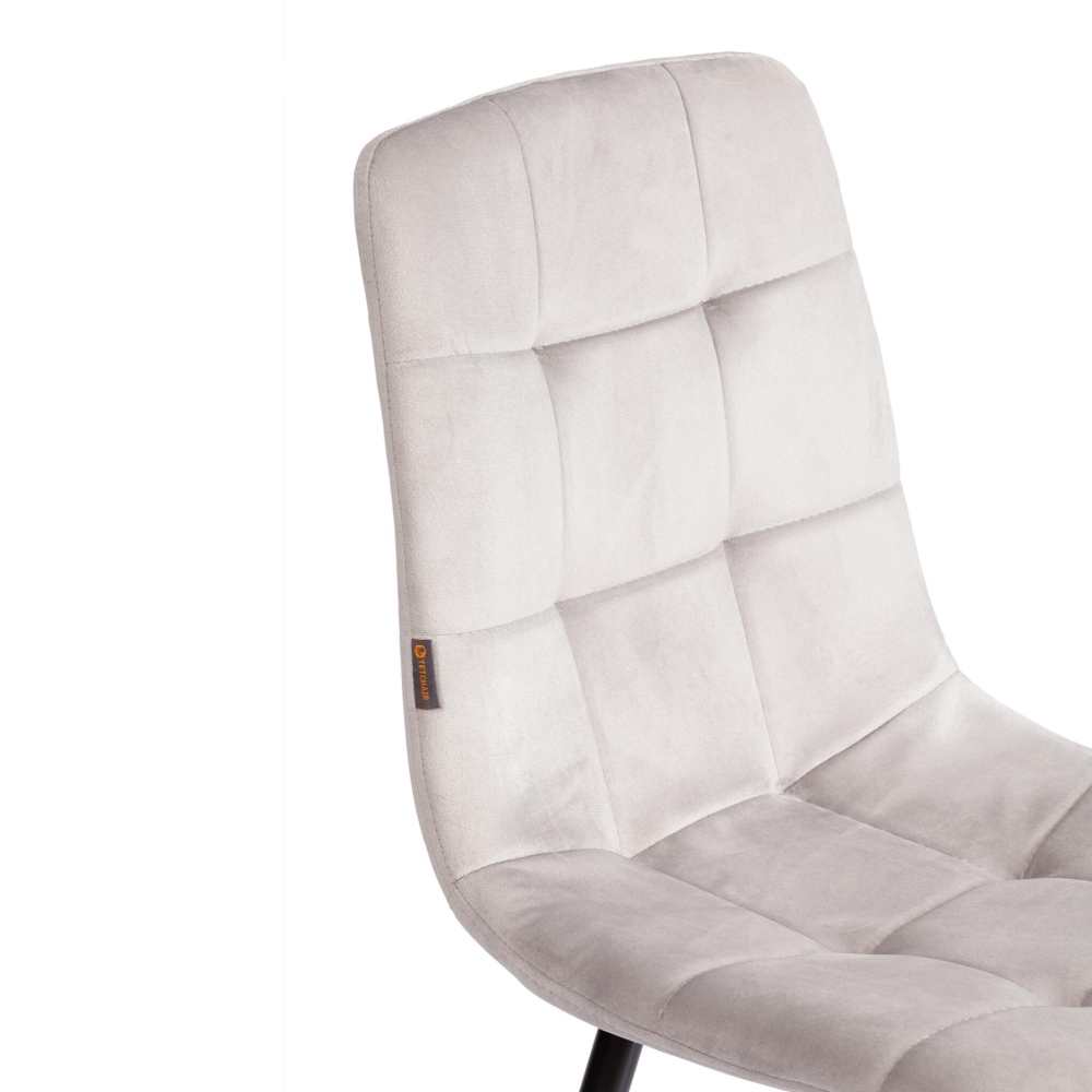 Стул CHILLY (mod. JSC-220) Велюр/металл , 44,5х52,5х88 см, Light grey (светло-серый) HLR14 / черный (Комплект из 4 шт.)