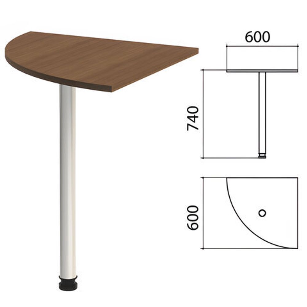 Стол приставной угловой &quot;Эко&quot;, 600х600х740, цвет орех (КОМПЛЕКТ)