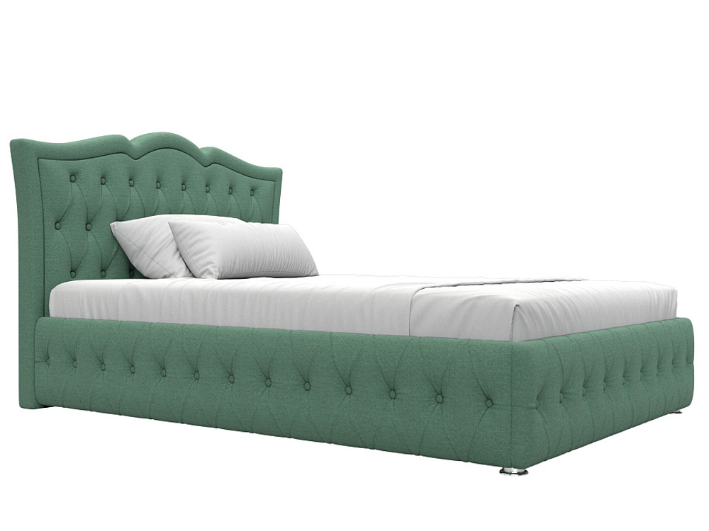Кровать интерьерная Герда 140, Амур 11 зеленый, Рогожка, 123590
