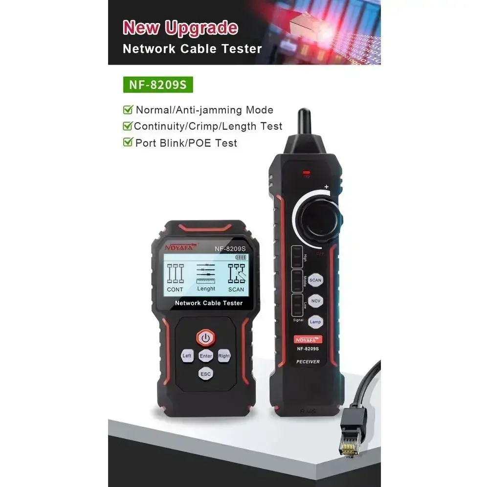 Кабельный тестер NF-8209S Noyafa поиск дефектов витой пары измеритель длины PoE кабельный трекер