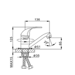 Смеситель для кухни 40к F4502-2-B FRAP (плоский пов.излив, п/гайку, хром, силумин)
