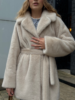 Шуба Lux миди бежевый