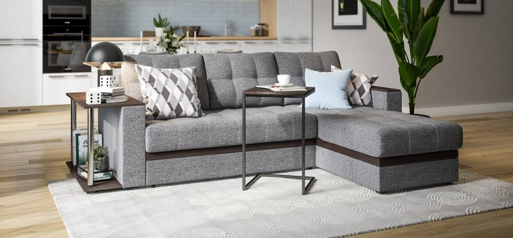 Угловой диван Атланта НПБ Рогожка Мальмо серый