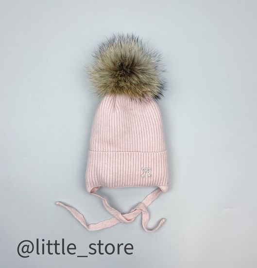 Шапка зимняя "Бантик" Св пудра