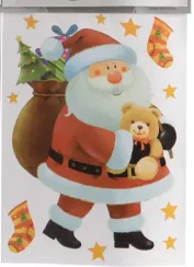 Наклейки для декорирования Дед Мороз с мешком подарков 30*40 см., Kaemingk (461437/4)