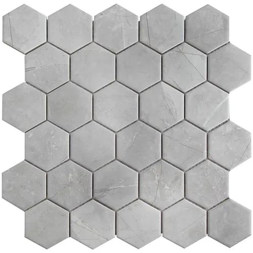 Керамическая мозаика Hexagon small Marble Grey матовая