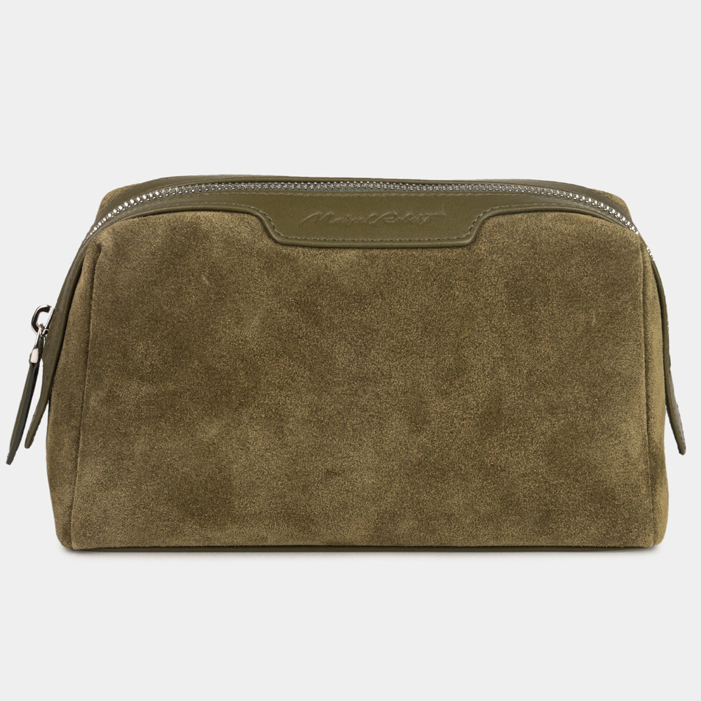 Несессер Trapèze из замши и кожи, теленка зеленого цвета