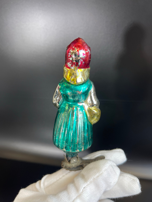 Ёлочная игрушка "Красная Шапочка" на прищепке советская, 11.5 см, СССР 1960-1980 гг