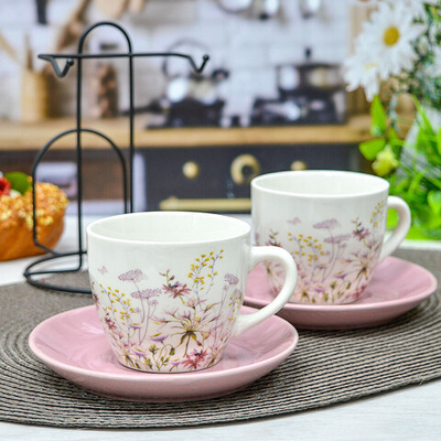 Чайный набор 4 предмета 240мл на подставке, 202387