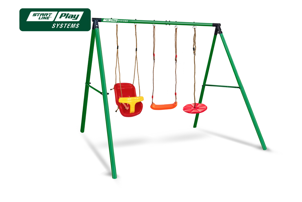 Качели SLP SYSTEMS 3 секции + качеля диск красная + лодочка красная + качеля с фиксацией красно-желтое