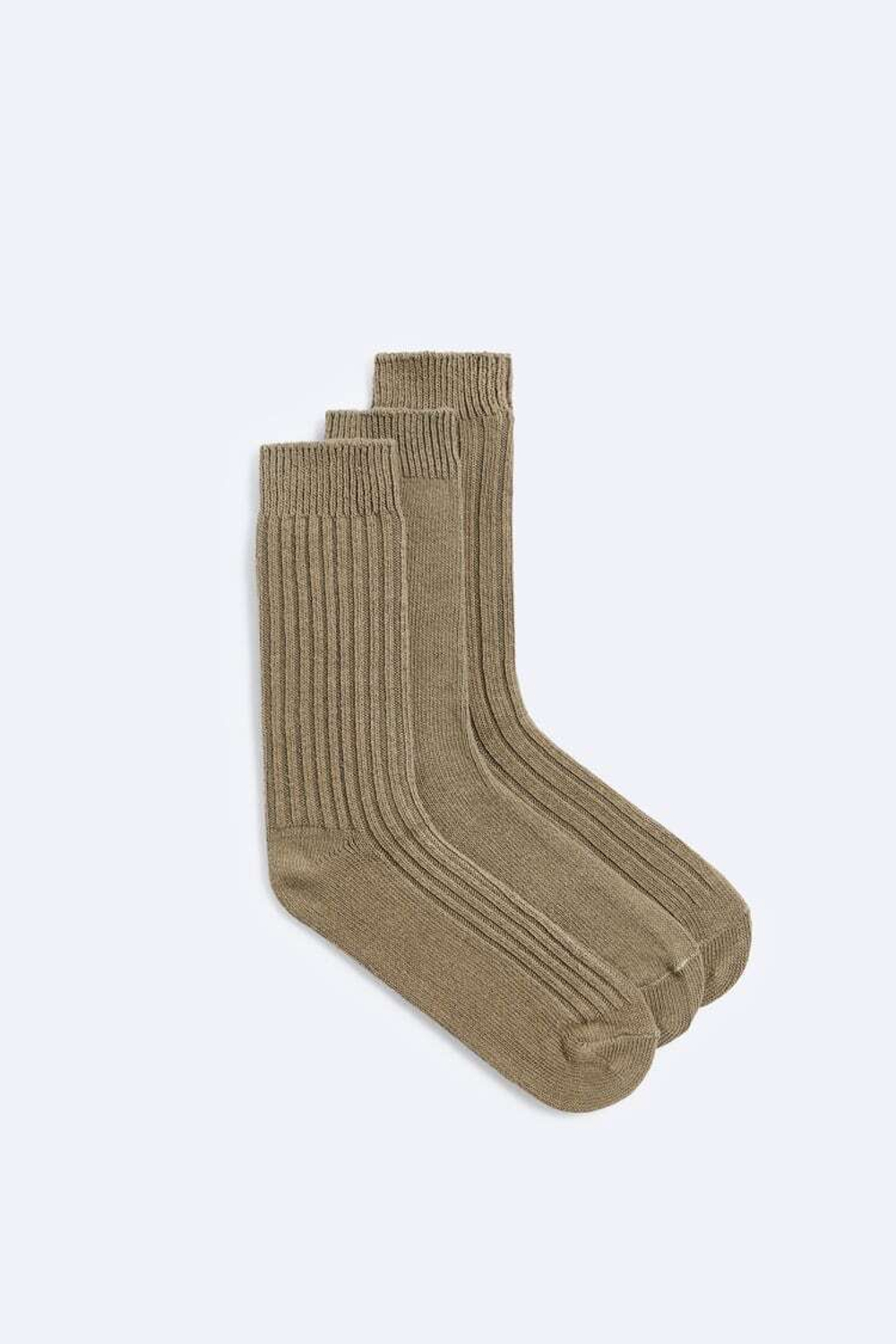 ZARA НАБОР ИЗ ТРЕХ ПАР НОСКОВ ИЗ РЕЛЬЕФНОЙ ТКАНИ, ХАКИ