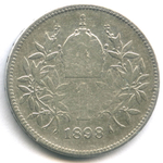 1 крона 1898. Австро-Венгрия Серебро F+